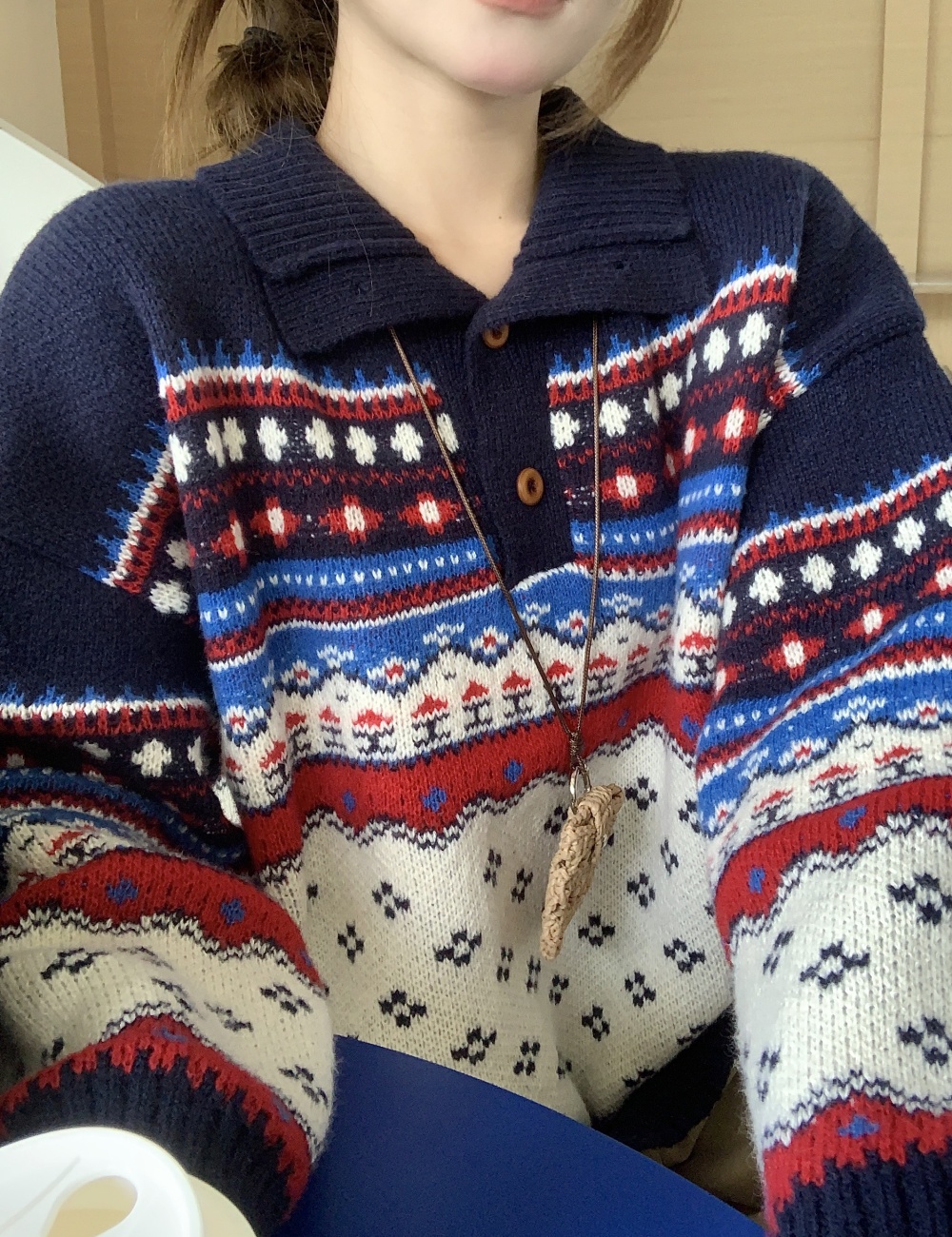 Fashion loose autumn and winter mixed colors sweater