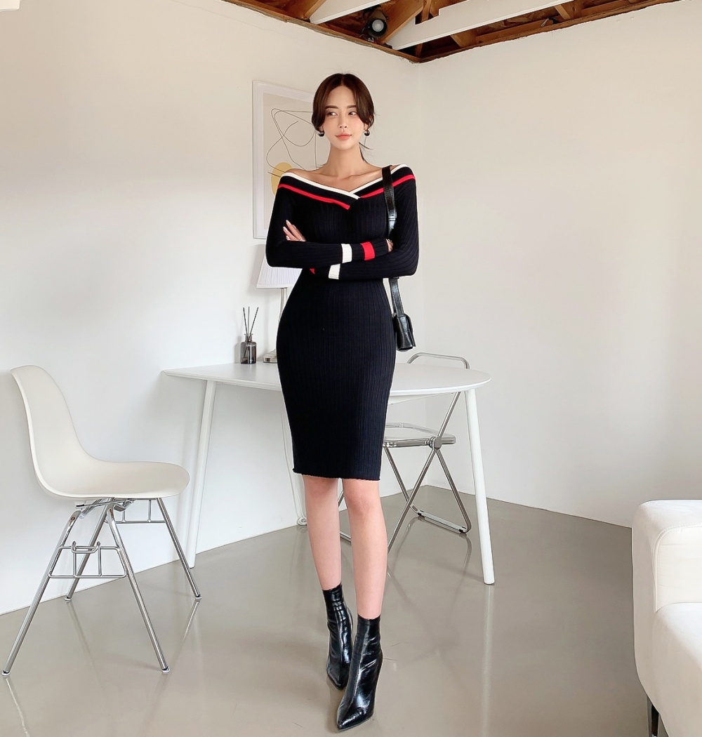 Splice sexy T-back autumn and winter dress
