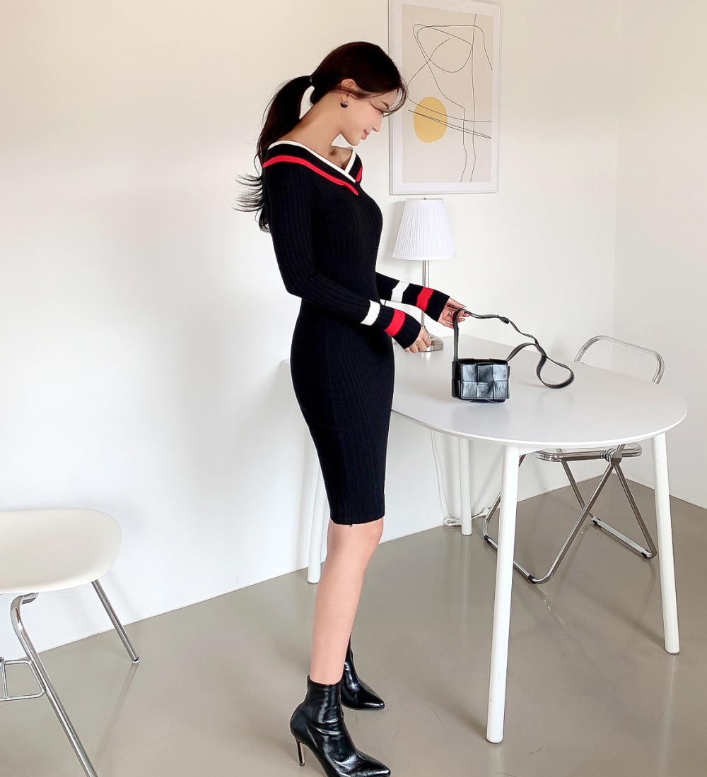 Splice sexy T-back autumn and winter dress