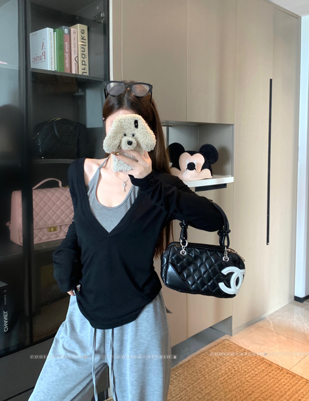 Korean style autumn T-shirt Pseudo-two tops for women