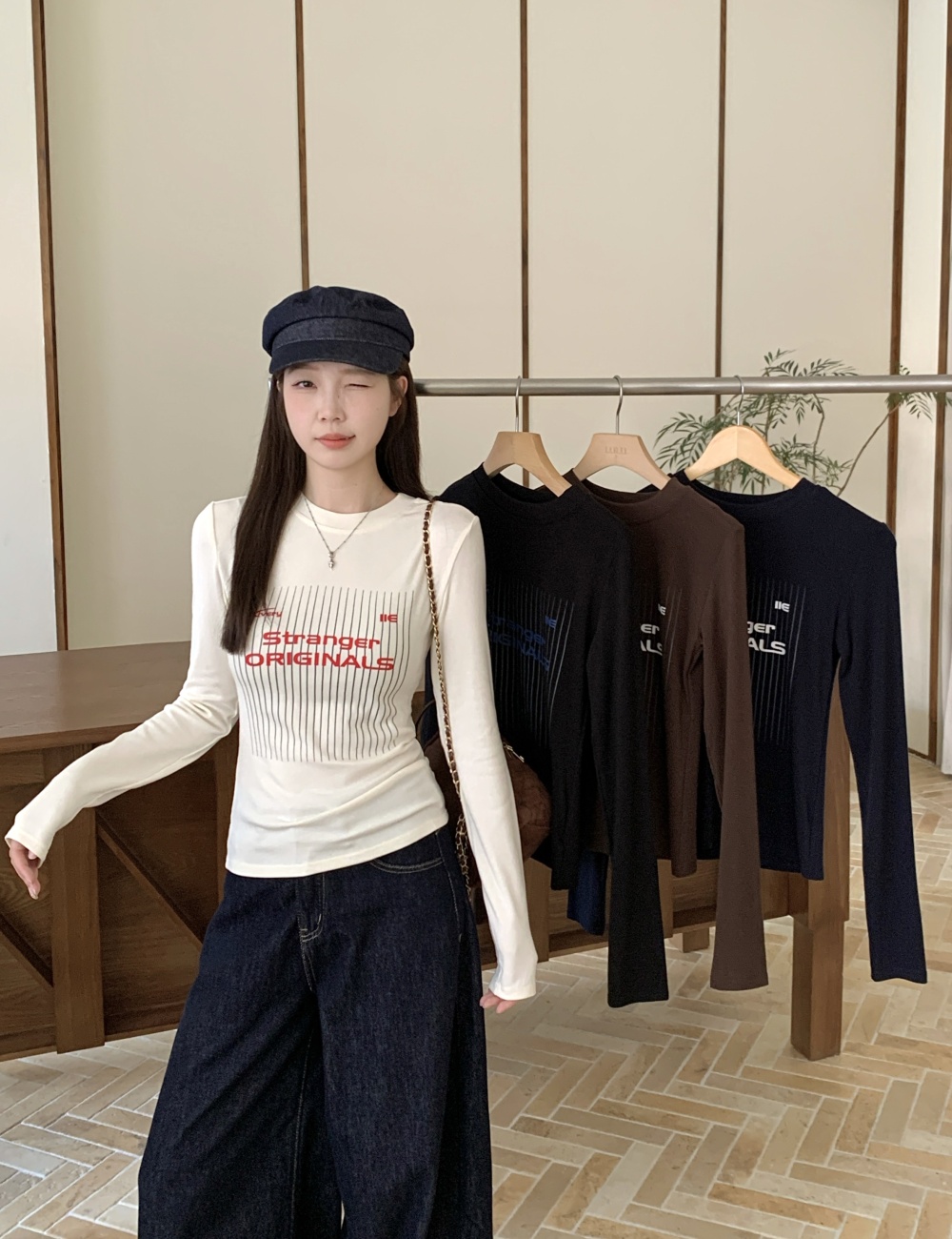 Slim all-match T-shirt American style tops