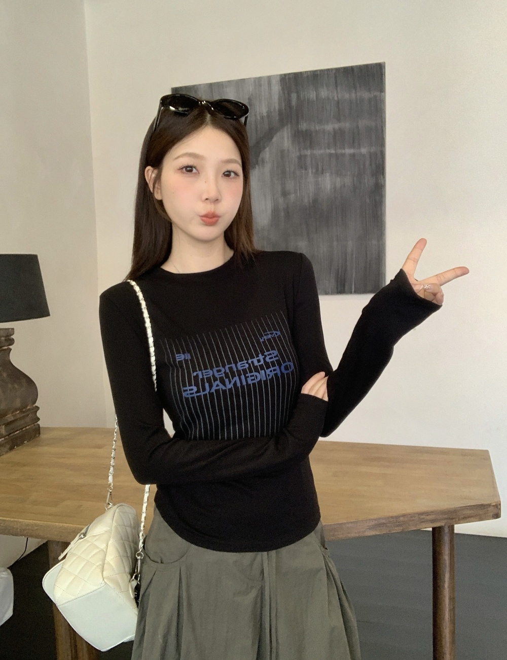 Slim all-match T-shirt American style tops