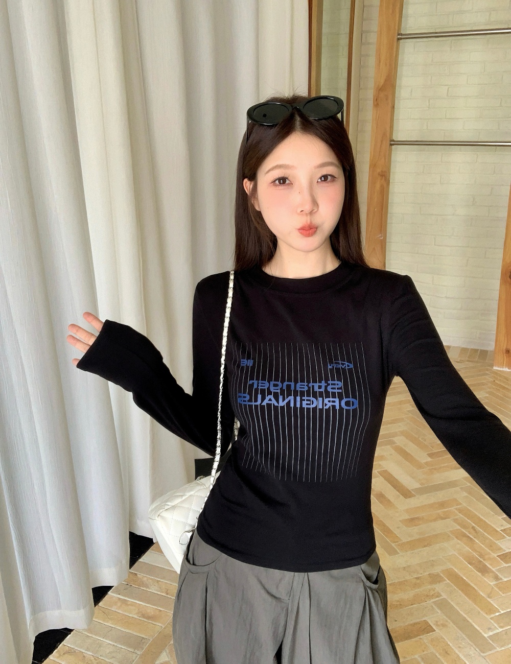 Slim all-match T-shirt American style tops