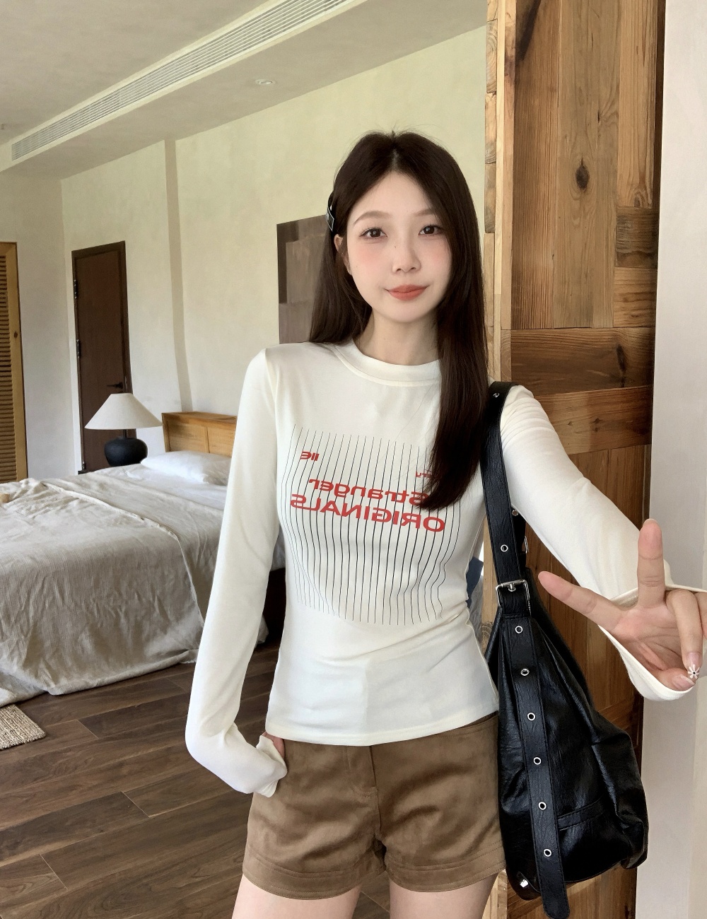 Slim all-match T-shirt American style tops