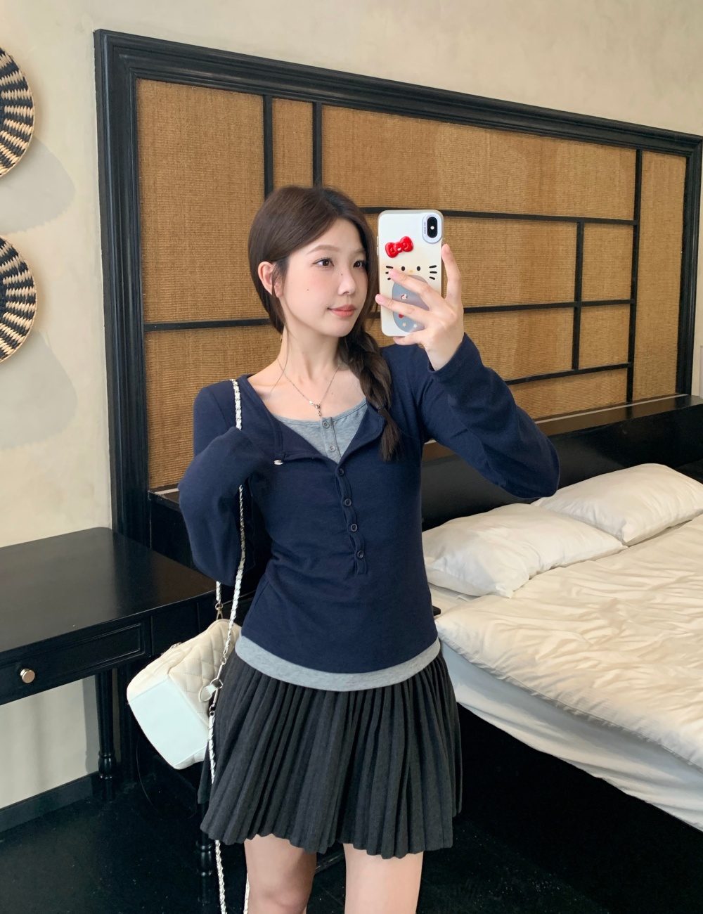 Mixed colors long sleeve T-shirt enticement all-match tops