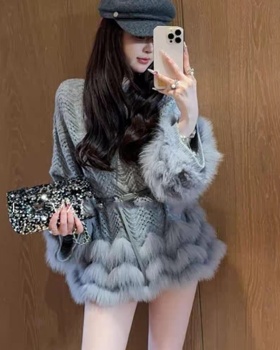 Tender fluffy dress slim autumn and winter belt