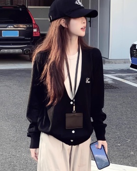 Long sleeve Pseudo-two sweater Korean style tops for women