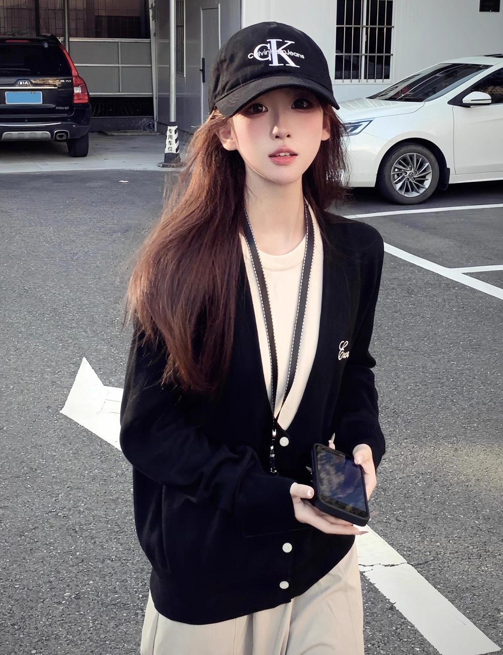 Long sleeve Pseudo-two sweater Korean style tops for women