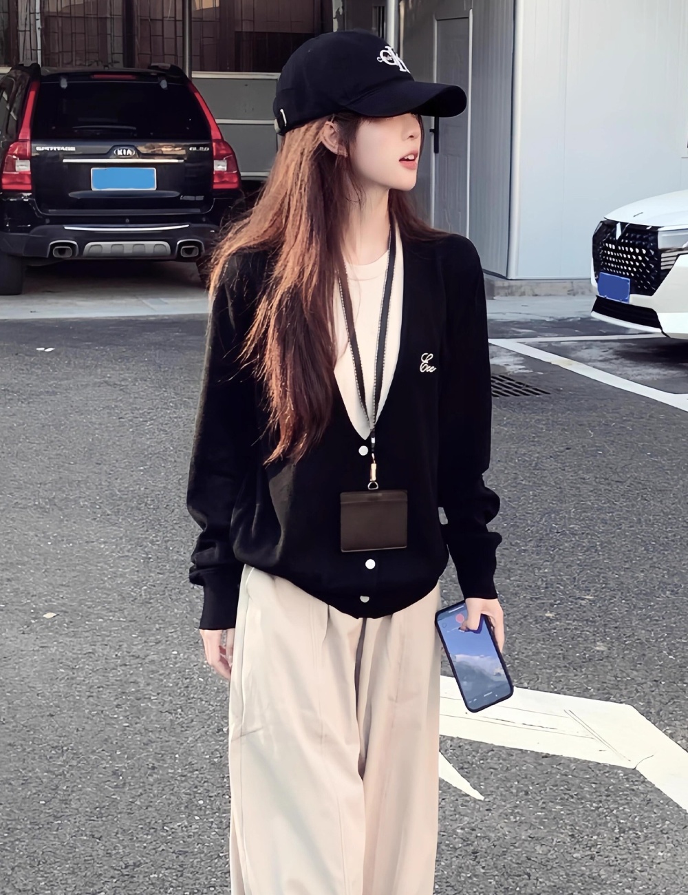 Long sleeve Pseudo-two sweater Korean style tops for women