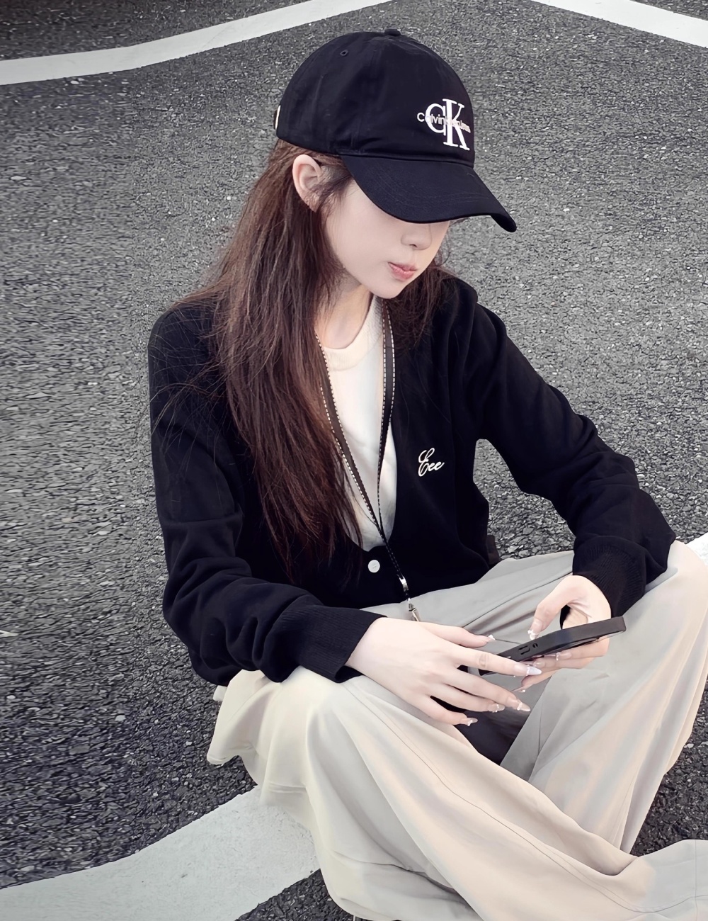 Long sleeve Pseudo-two sweater Korean style tops for women