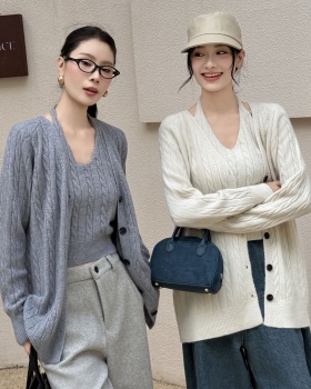 V-neck lazy cardigan knitted all-match coat for women