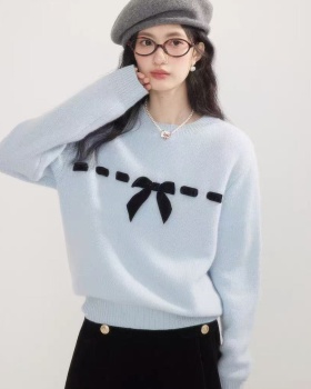 Autumn bandage loose round neck all-match sweet sweater