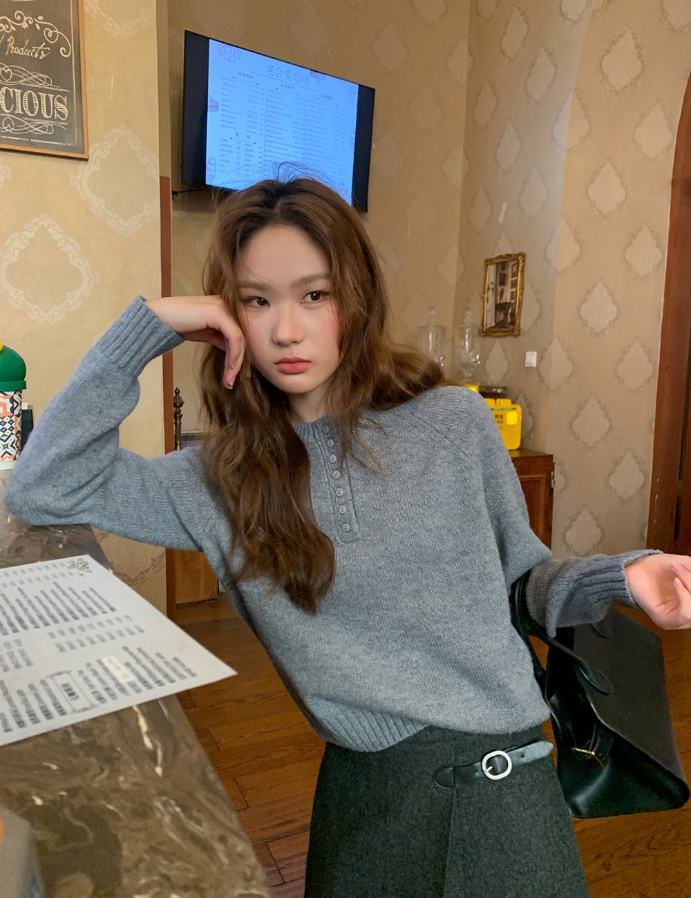Autumn pullover pure loose simple sweater for women