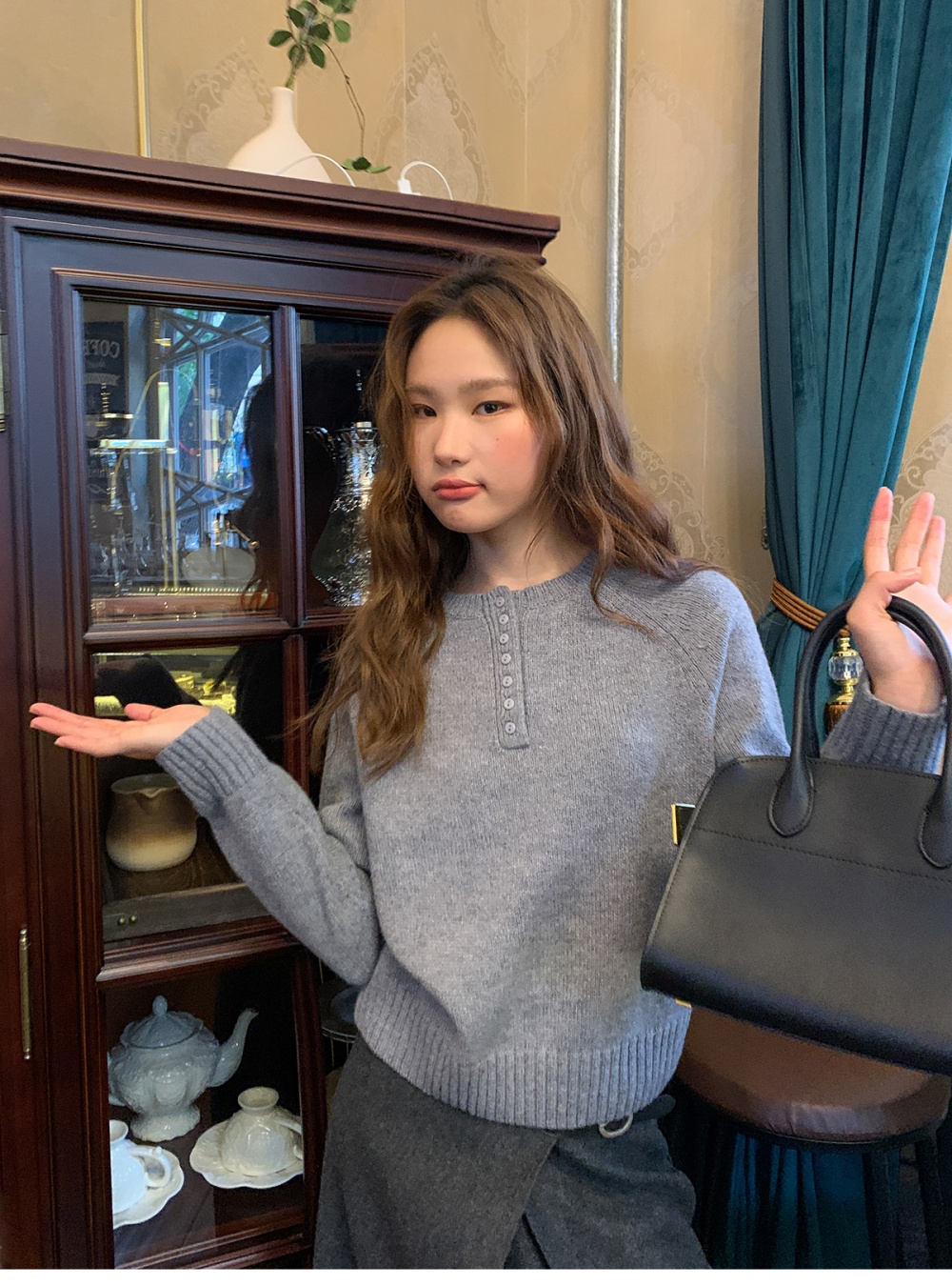 Autumn pullover pure loose simple sweater for women