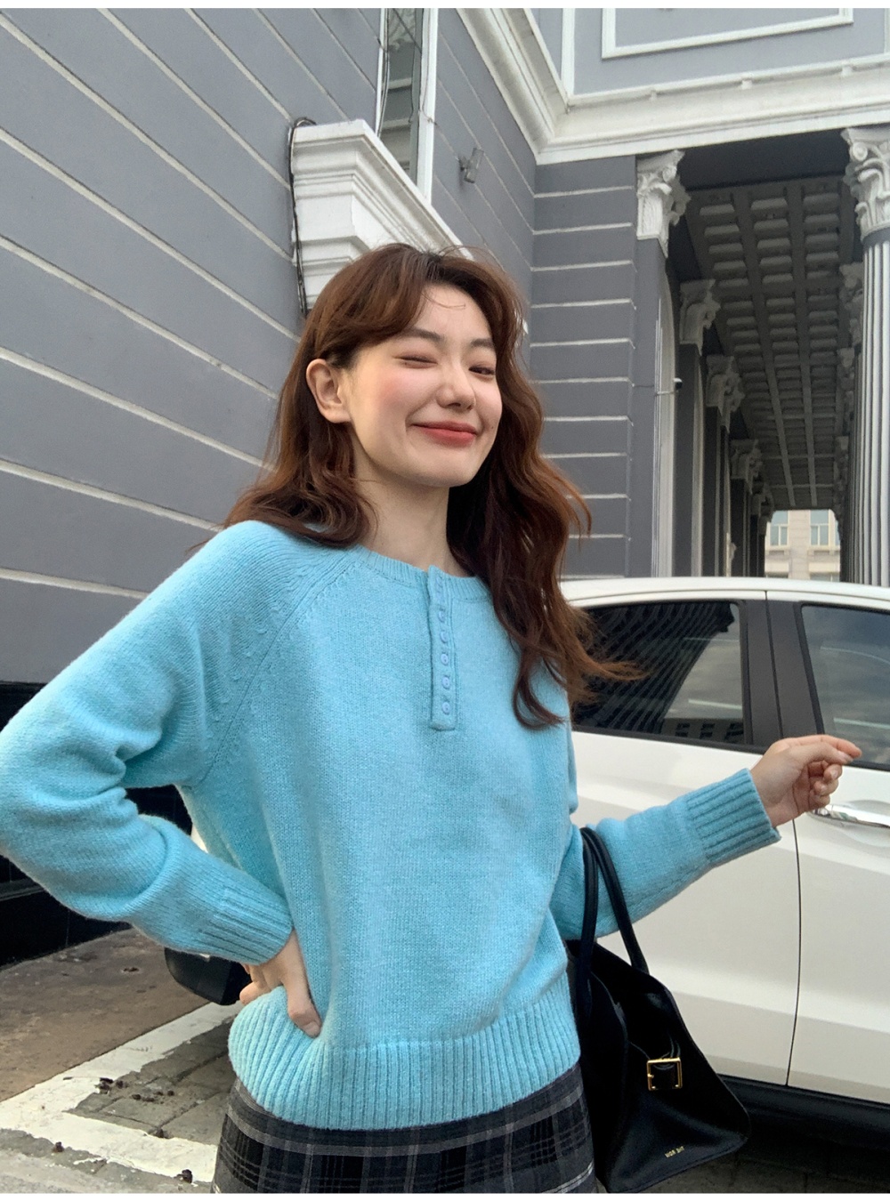 Autumn pullover pure loose simple sweater for women