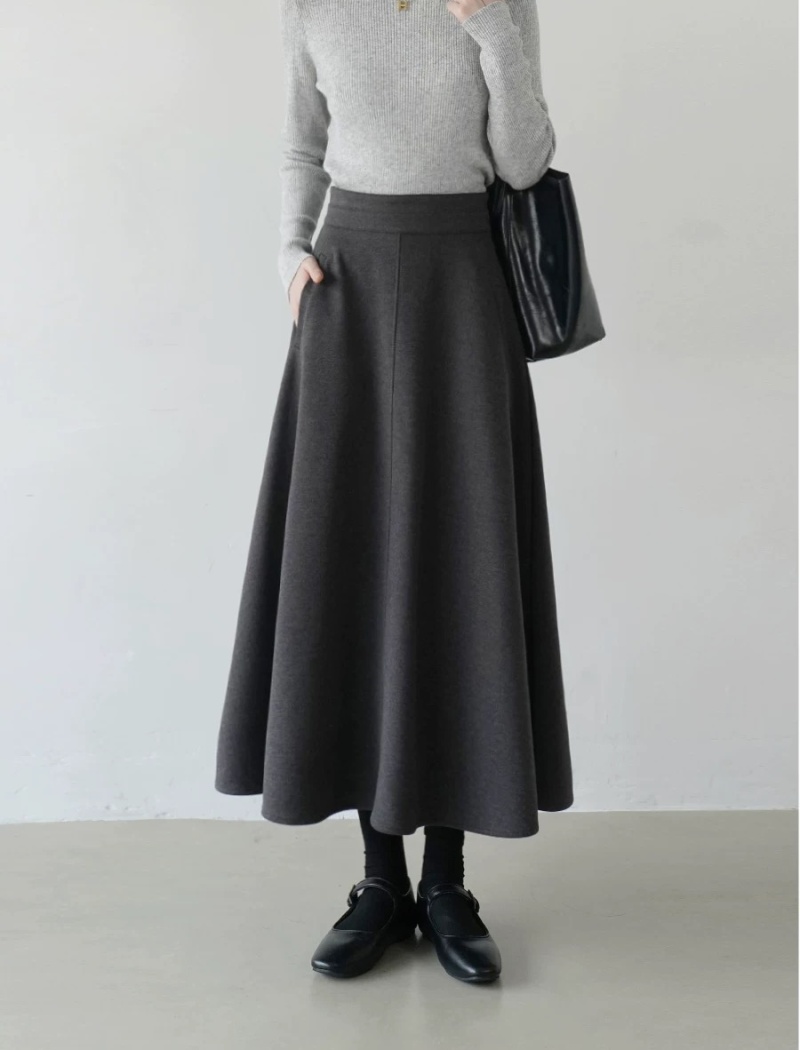 Big skirt A-line skirt woolen long skirt for women