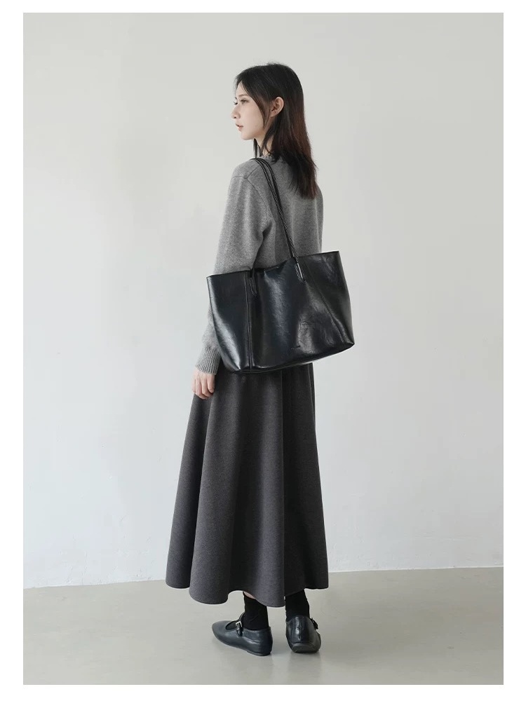 Big skirt A-line skirt woolen long skirt for women