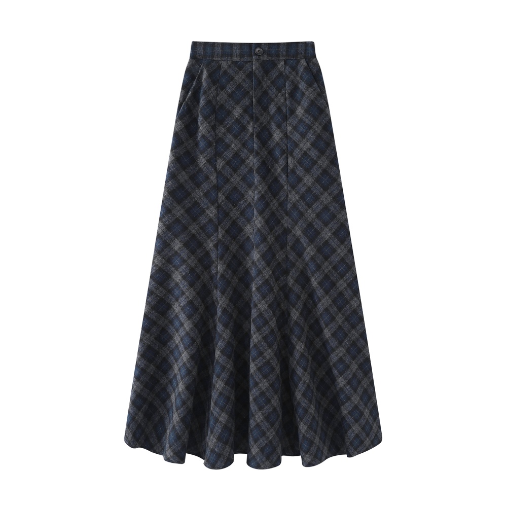 Twill thick plaid sueding autumn and winter skirt