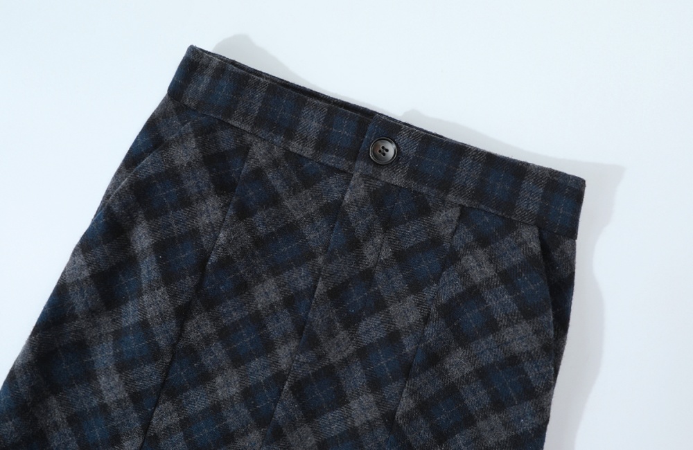 Twill thick plaid sueding autumn and winter skirt