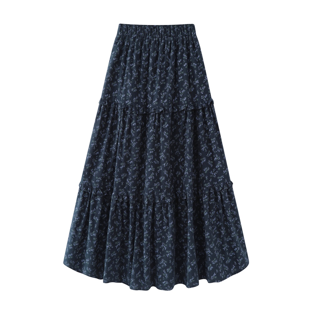 Wood ear floral A-line autumn and winter skirt