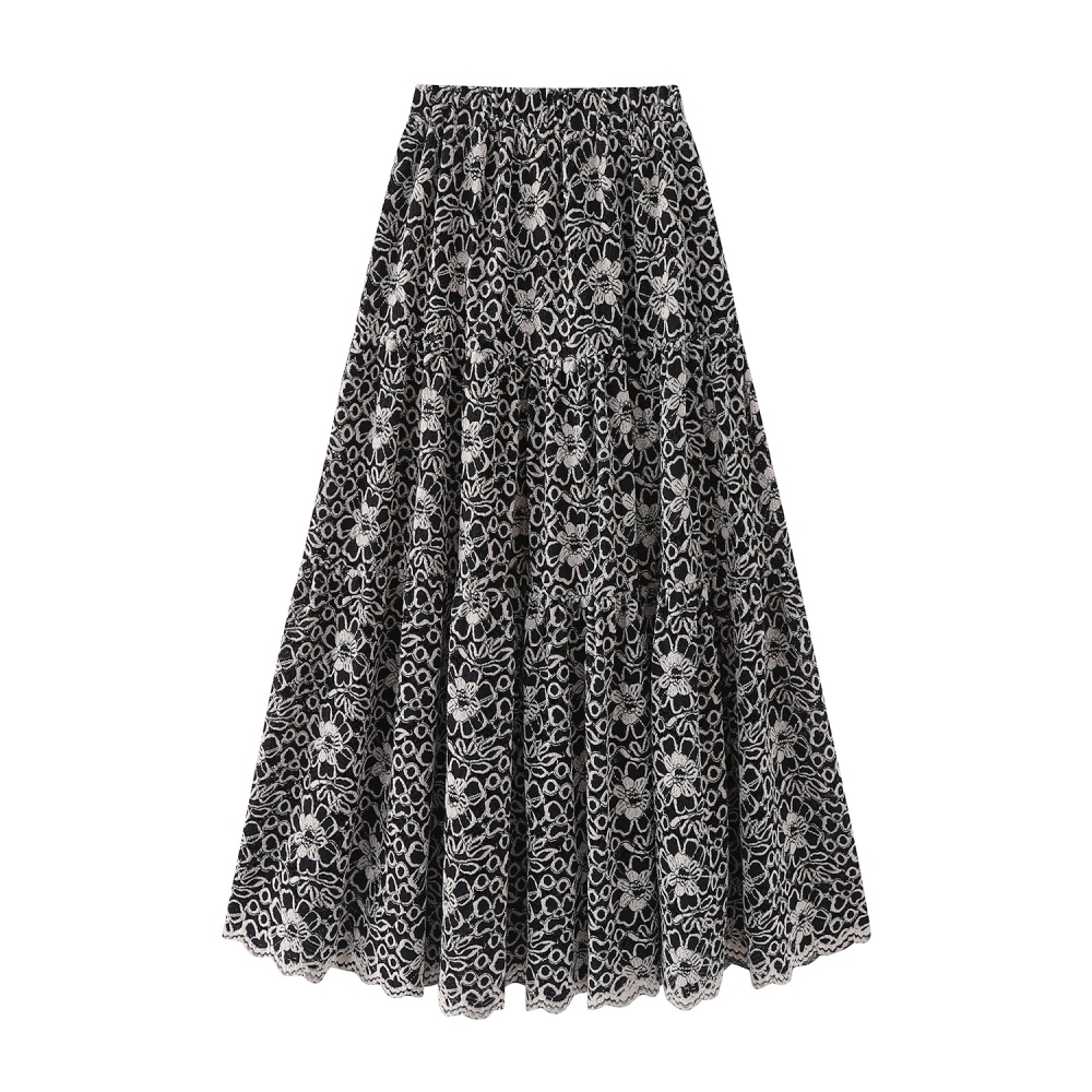 France style jacquard retro lace autumn and winter skirt