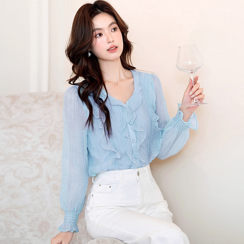 Long sleeve loose shirt spring and autumn niche tops for women