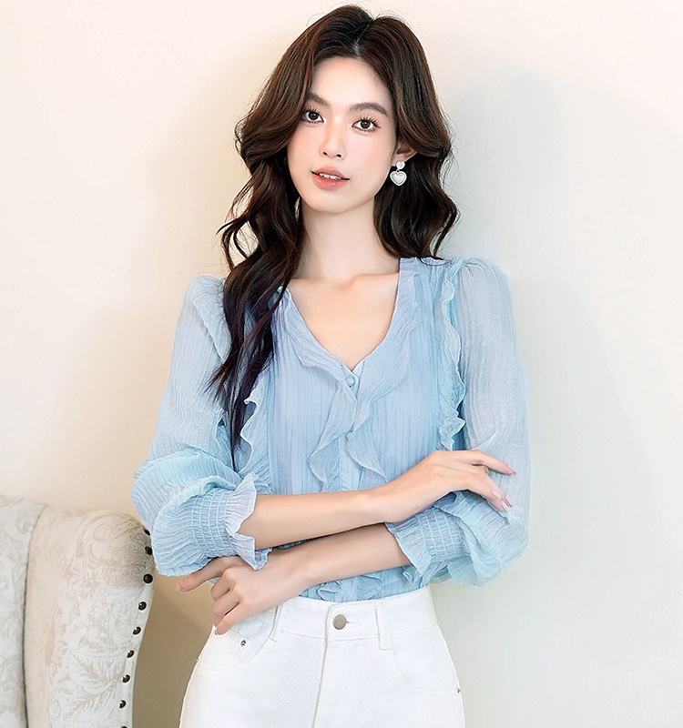 Long sleeve loose shirt spring and autumn niche tops for women