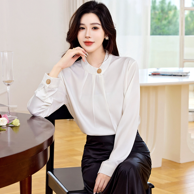 France style retro tops commuting all-match shirt for women