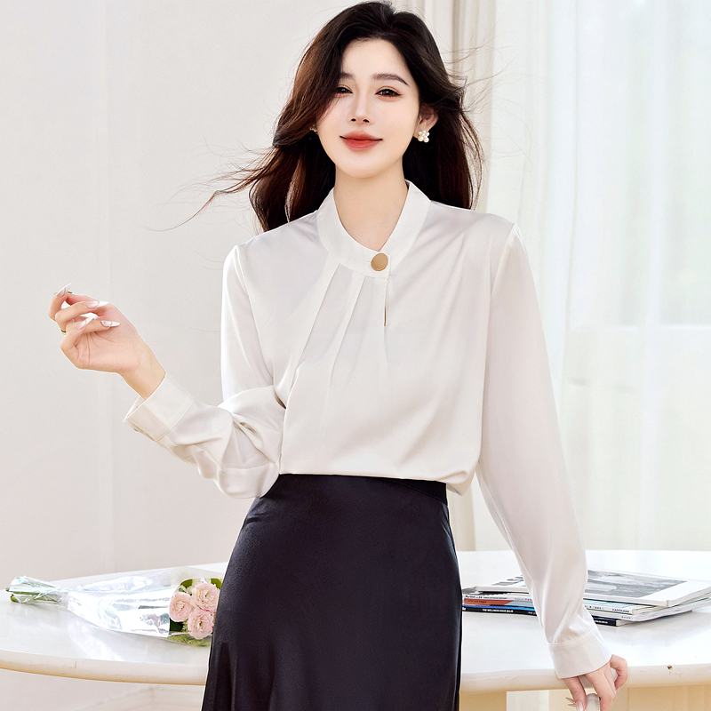 France style retro tops commuting all-match shirt for women