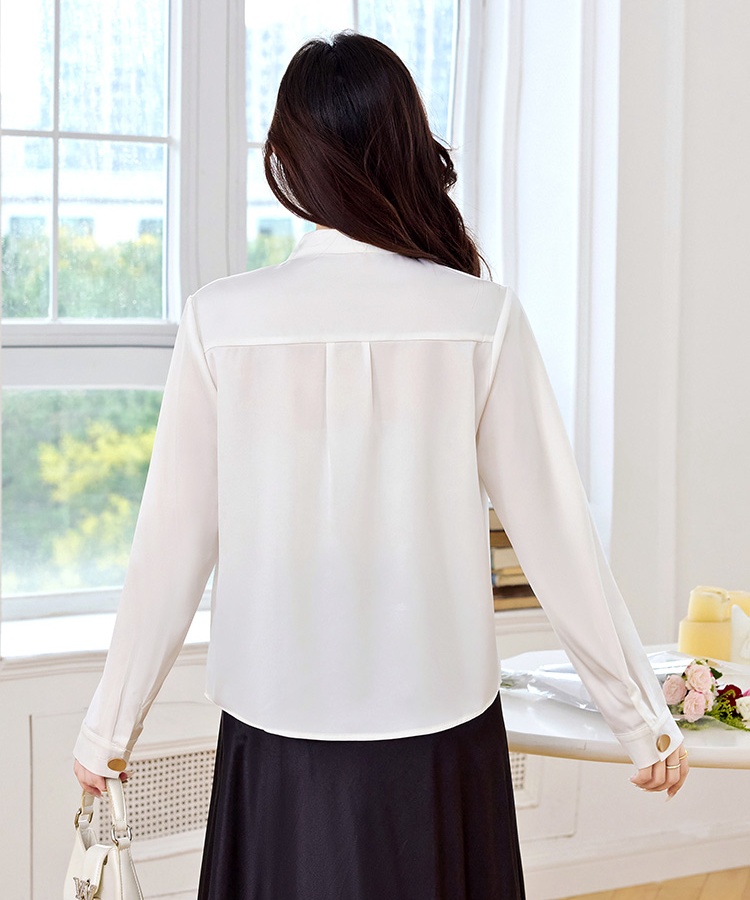 France style retro tops commuting all-match shirt for women