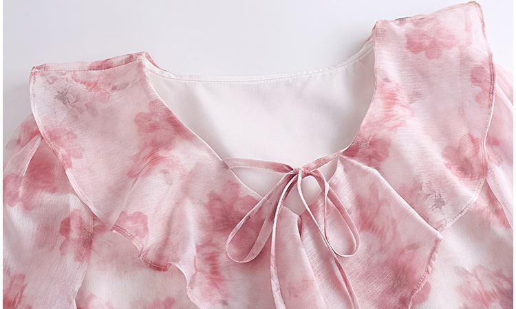 V-neck commuting chiffon shirt autumn tops for women