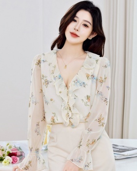 Casual tops simple chiffon shirt for women