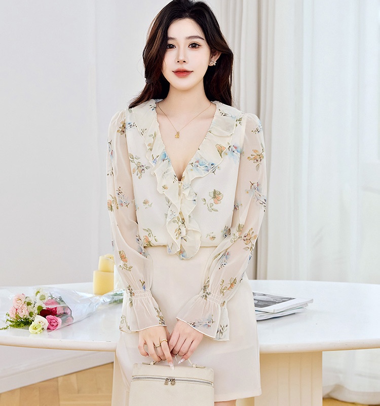 Casual tops simple chiffon shirt for women
