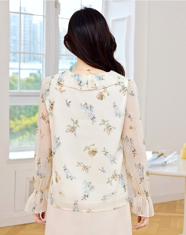 Casual tops simple chiffon shirt for women