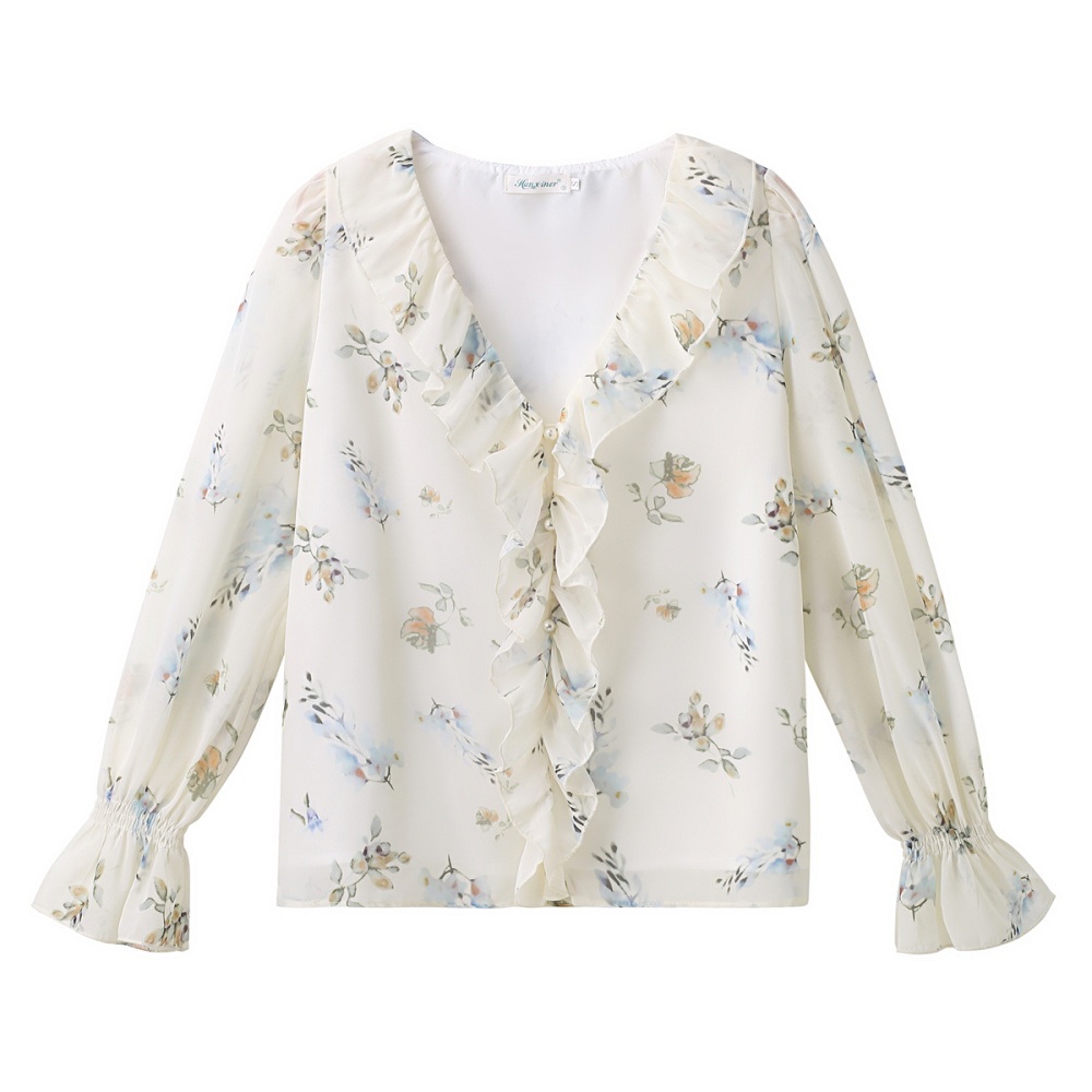 Casual tops simple chiffon shirt for women