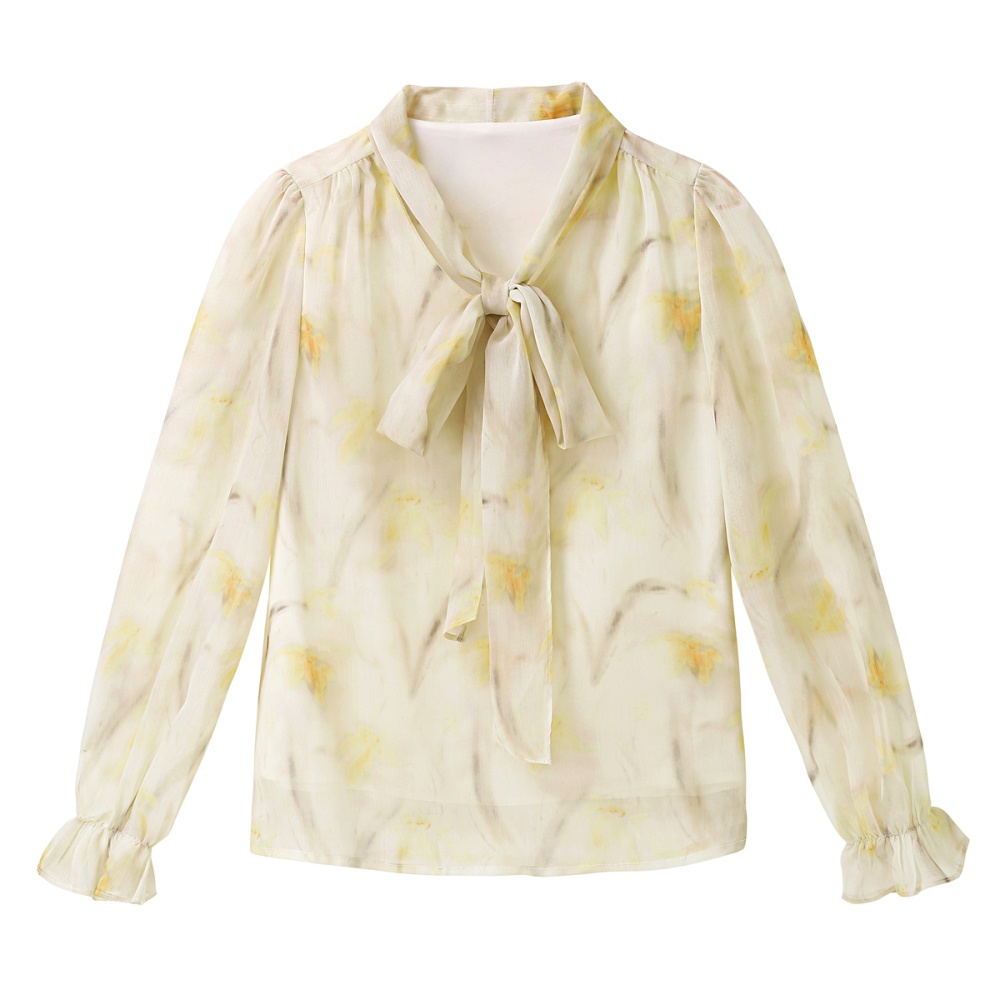 Autumn tops streamer chiffon shirt for women