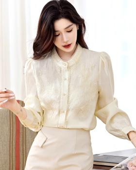 Autumn long sleeve chiffon shirt crochet shirt for women