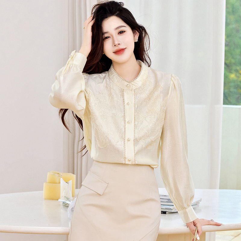 Autumn long sleeve chiffon shirt crochet shirt for women