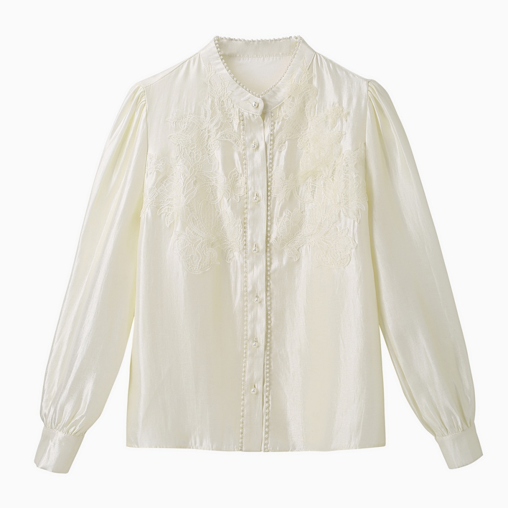 Autumn long sleeve chiffon shirt crochet shirt for women