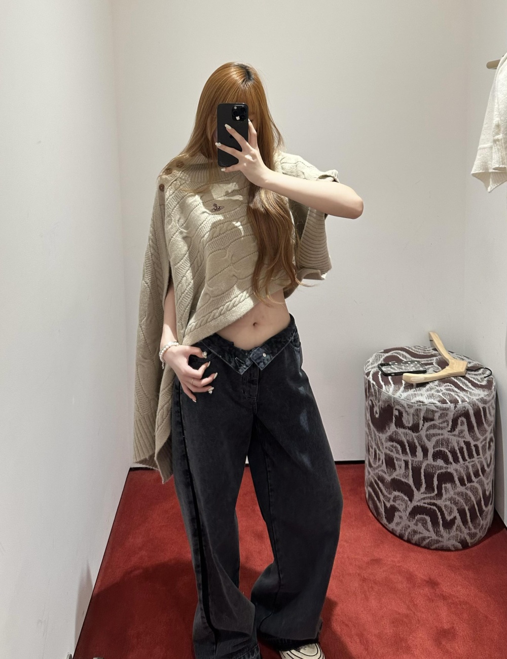 Autumn irregular loose tops embroidery saturn sweater