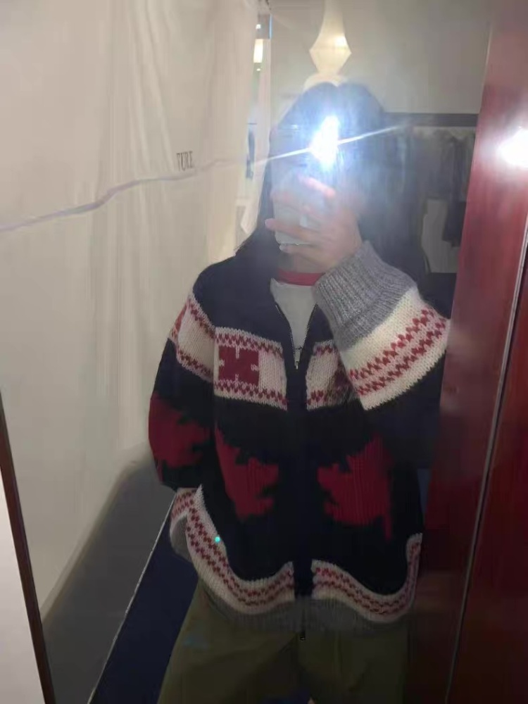 Korean style pattern autumn knitted lapel cardigan