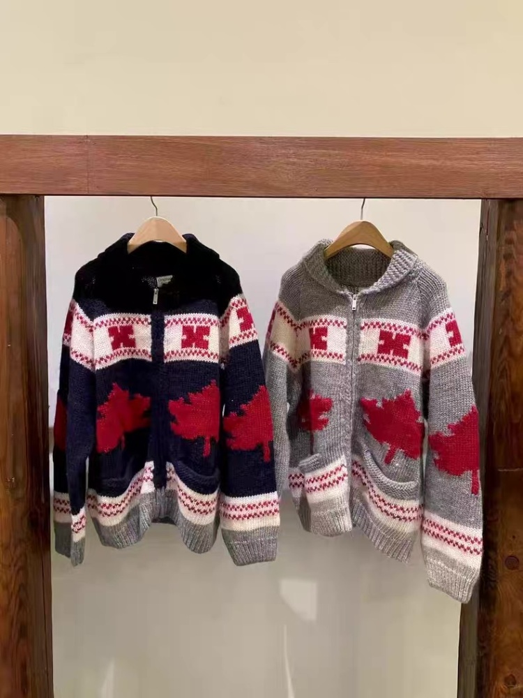 Korean style pattern autumn knitted lapel cardigan