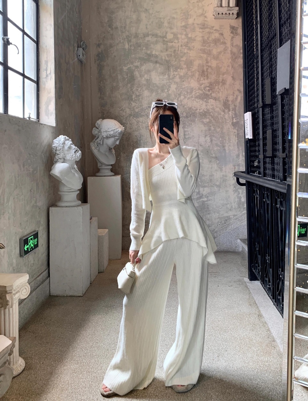 Slim autumn vest knitted irregular pants 3pcs set for women