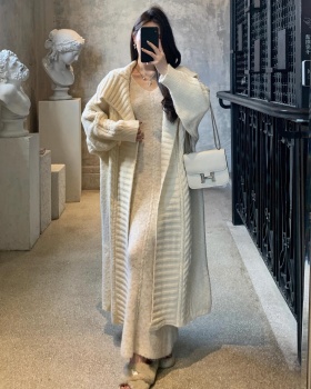 Lapel cardigan autumn and winter dress 2pcs set