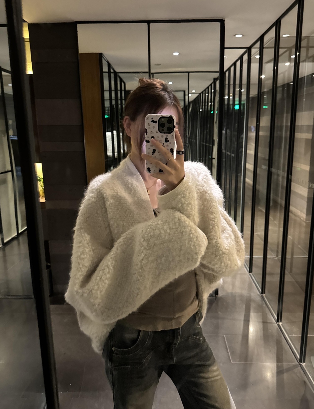 Loose wool bat sleeve jacket woolen thermal tops