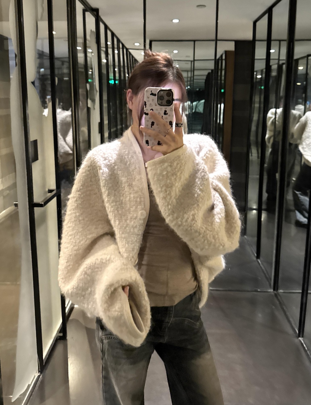 Loose wool bat sleeve jacket woolen thermal tops