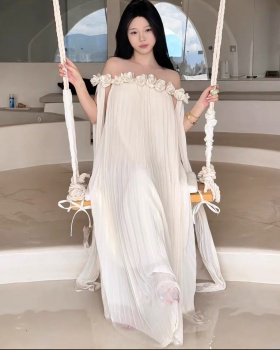 Streamer flowers dress mopping long dress for women