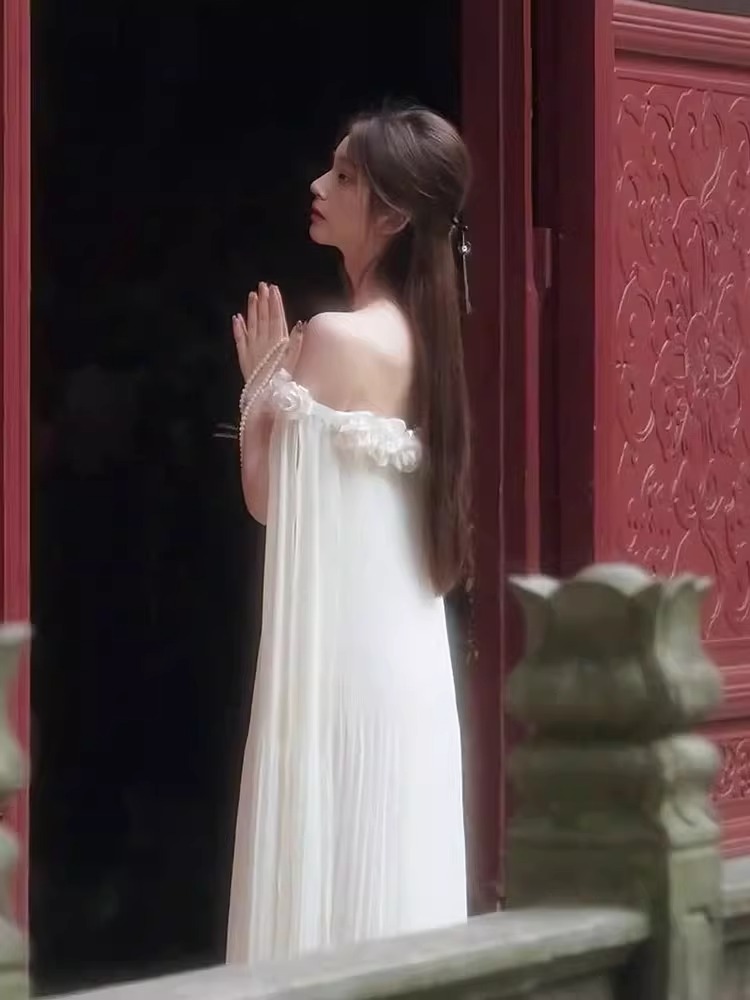 Streamer flowers dress mopping long dress for women