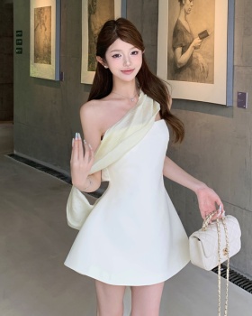 Wedding wrapped chest formal dress white dress