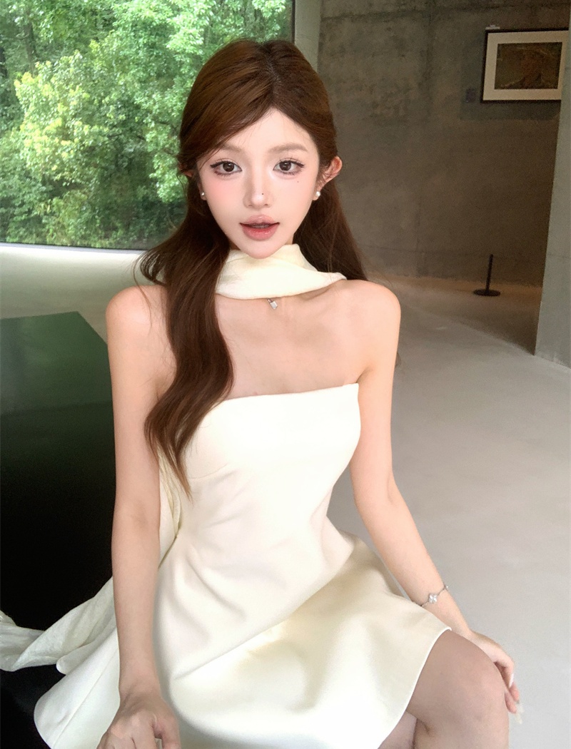 Wedding wrapped chest formal dress white dress